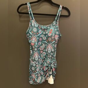 Green‎ and Red One Piece Swimsuit with Elegant Ruching